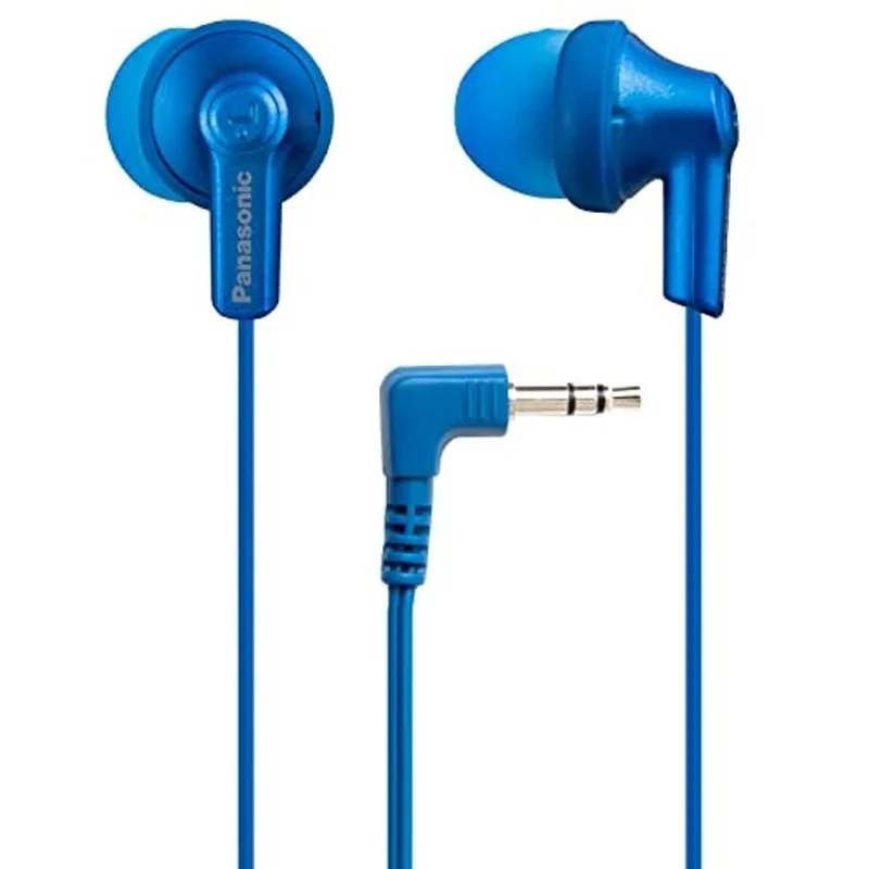Fones de ouvido com fio Panasonic ErgoFit, fones de ouvido in-ear com som cristalino dinâmico e fones de ouvido personalizados ergonômicos (s/m/l), tomada de 3,5 mm para telefones e laptops, sem micro