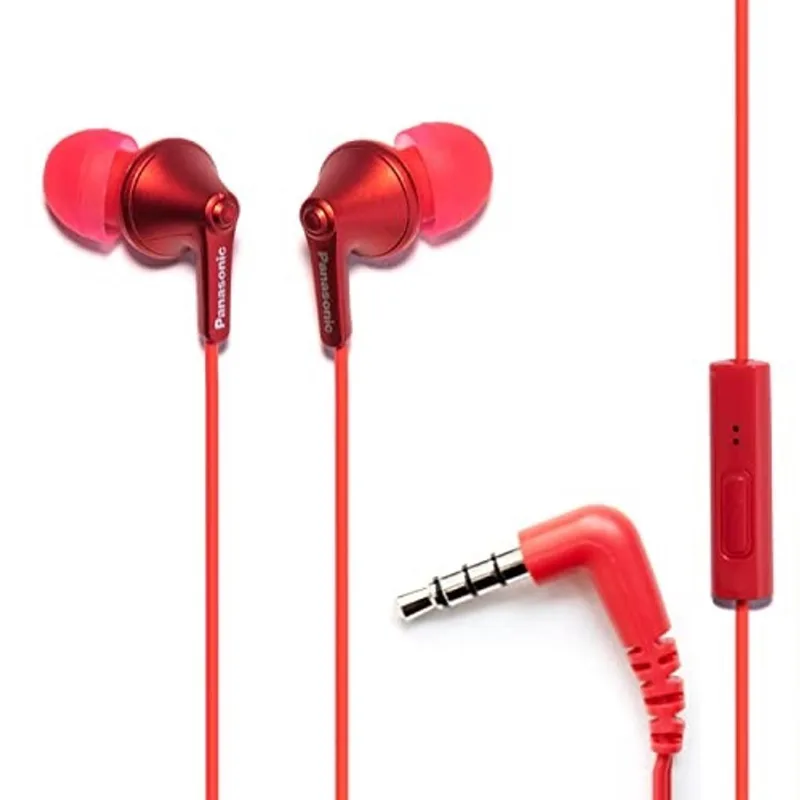 Fones de ouvido com fio Panasonic ErgoFit, fones de ouvido in-ear com microfone e controlador de chamada, fones de ouvido personalizados ergonômicos (s/m/l), tomada de 3,5 mm para telefones e laptops