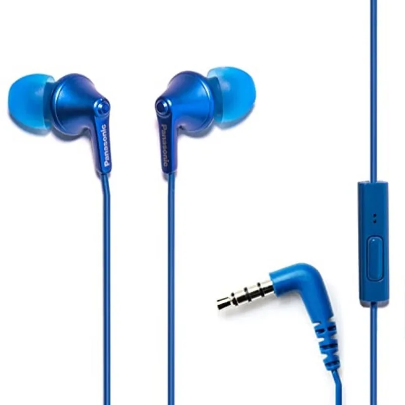 Fones de ouvido com fio Panasonic ErgoFit, fones de ouvido intra-auriculares com microfone e controlador de chamada, fones de ouvido personalizados ergonômicos (s/m/l), tomada de 3,5 mm para telefones