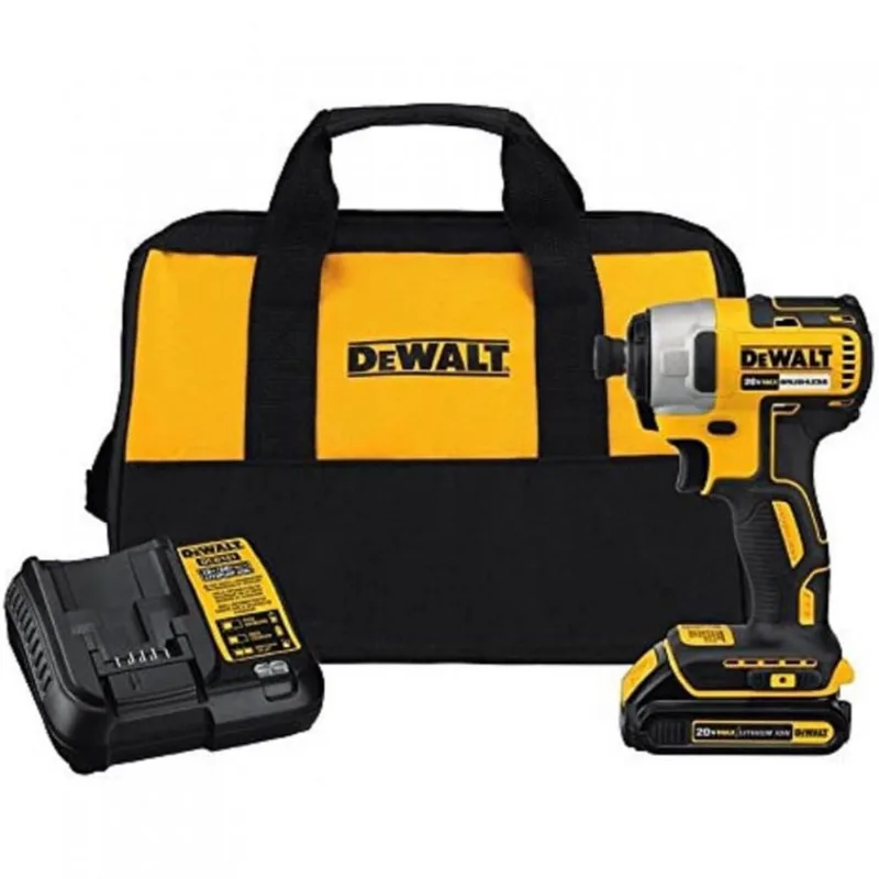 Kit Chave De Impacto Com Bateria 20v Max, Carregador E Bolsa De Transporte, Dewalt Dcf787c1, Amarelo