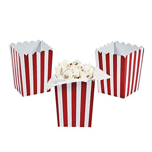 Mini Caixas De Pipoca Listradas Vermelhas (2dz) - Suprimentos De Festa - 24 Peças - Não Informado