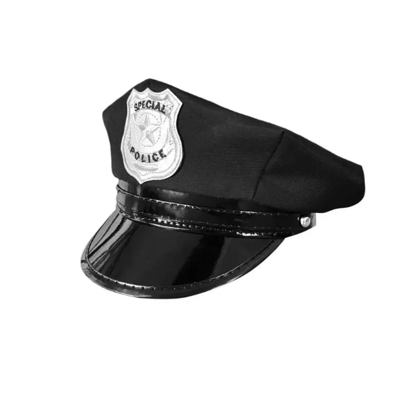 Quepe Policial Adulto Preto Fantasia P/Carnaval Abrakadabra