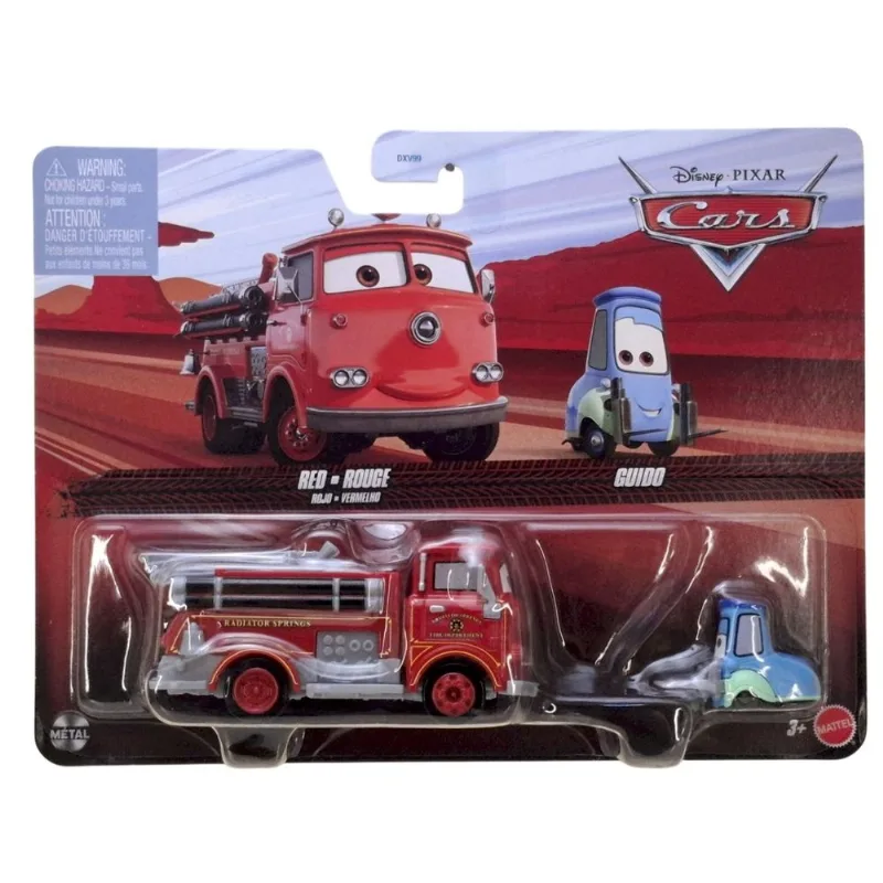 Bombeiro Ruivo e Guido - Pack Filme Carros Cars Disney Pixar - Metal 1/55 - Mattel