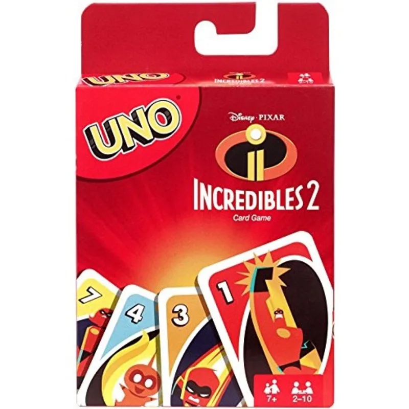 Uno Disney e Pixar's Incredibles 2 Card Game com 112 cartas e instruções, grande presente para crianças de 7 anos ou mais