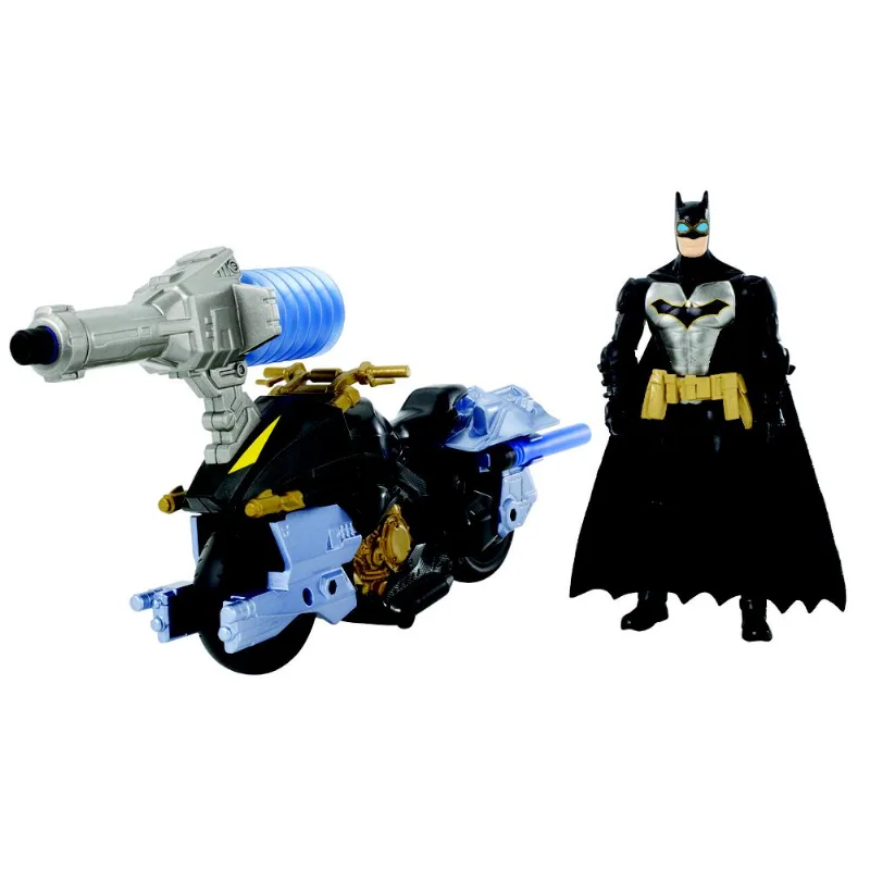 Figura Articulada 15 Cm e Veículo - DC Comics - Batman e Batmoto com Lançador - Mattel