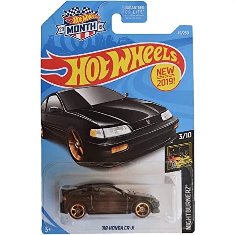 Hot Wheels Nightburnerz 3/10 Preto '88 Honda cr-x 49/250 2019 Month Card