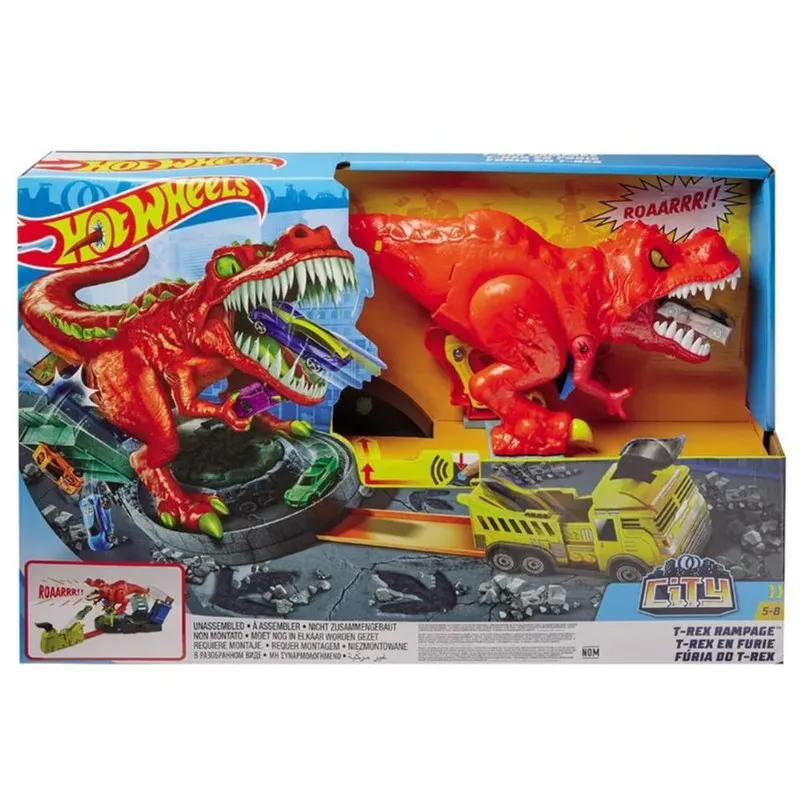Pista de Percurso e Veículo - Hot Wheels City - T-Rex Demolidor - Mattel