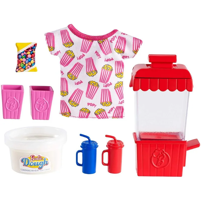 Pacote De Acessórios Barbie Cooking &amp; Baking Com Tema De Pipoca