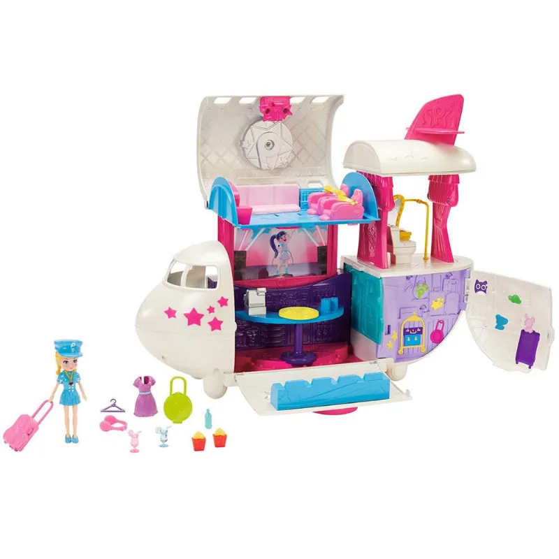 Boneca Polly Pocket Mattel Mega Jato de Viagem 37720
