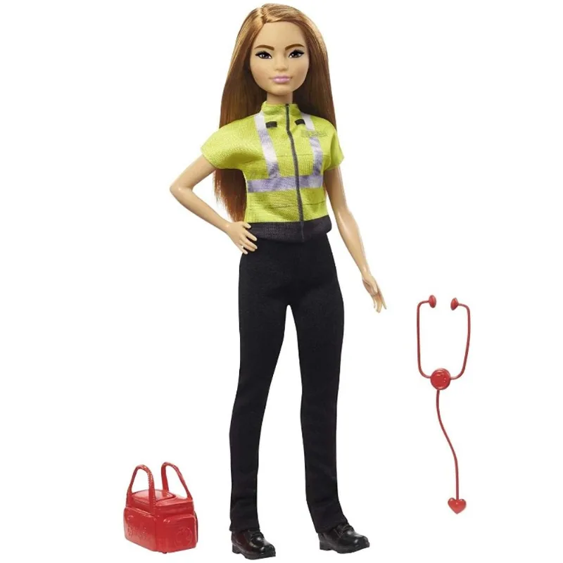 Boneca Barbie Profissões Paramédica Cabelo Castanho Petite GYT28 Mattel