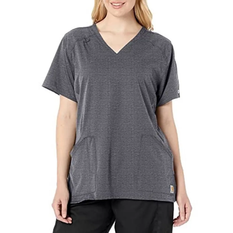 Carhartt Plus Size Feminino Multi-Pocket V-Neck, Urze de Carvão, 3-X-Large