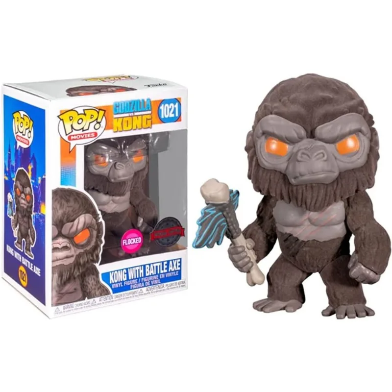 Funko Pop! Godzilla vs Kong Pop! Vinil - Flocked Kong com Battle Axe Exclusive