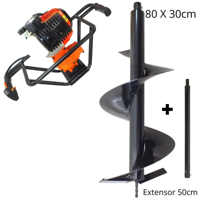 Perfurador de Solo Profissional Para Todos Tipos de Solo VPS520 Vulcan Broca 80x30cm + Extensor 50cm