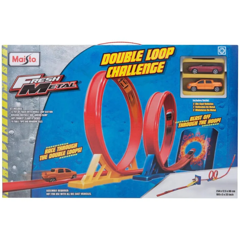Auto Pista Fresh Metal Double Loop Challenge c/ 2 carrinhos 1:64 Maisto Maisto