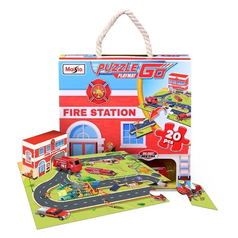 Carrinho Maisto Playmat Bombeiro Quebra-cabeça Com Carrinho 12680