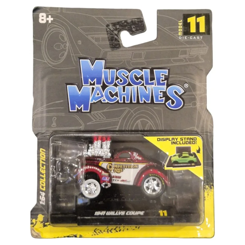Carrinho Willys Coupe 1941 Muscle Machines (com display) em Metal com Pneus de borracha 1magnus