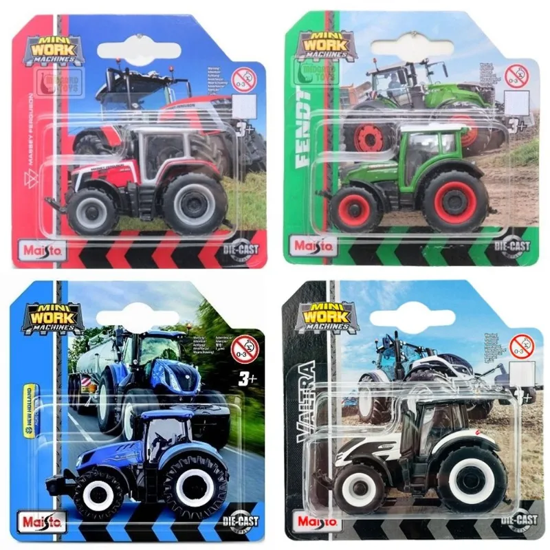 Kit c/ 4 Tratores - Valtra Fendt New Holland e Massey Ferguson - Mini Work Machines - 1/64 - Maisto
