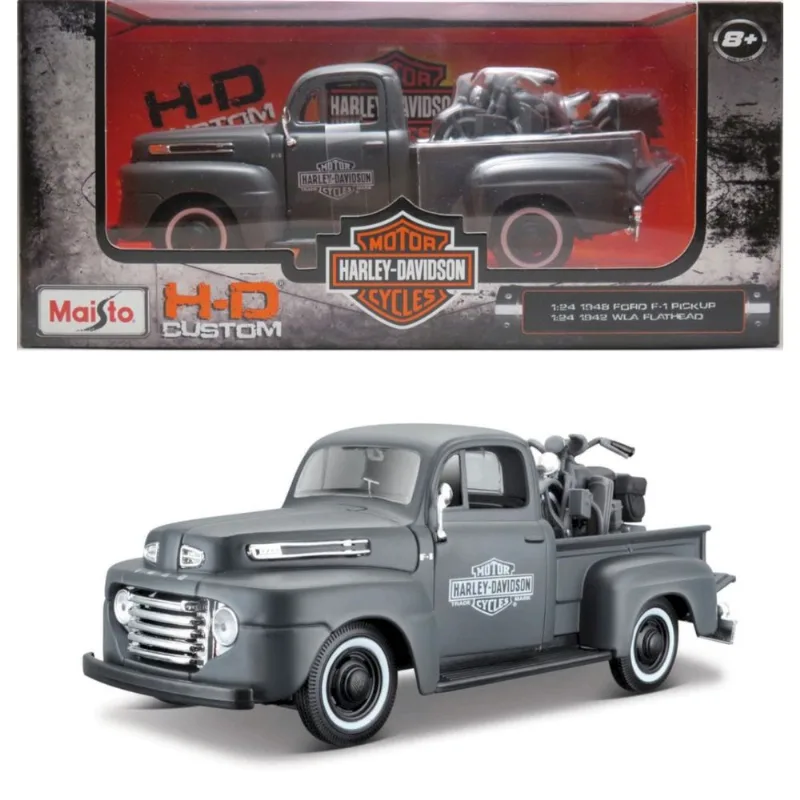 1948 Ford F-1 Pickup + 1942 WLA Flathead - Harley Davidson HD Custom - 1/24 - Maisto