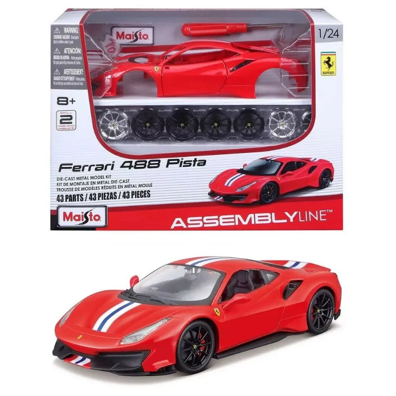 Ferrari 488 Pista - Kit em Metal p/ Montar - Assembly Line - 1/24 - Maisto