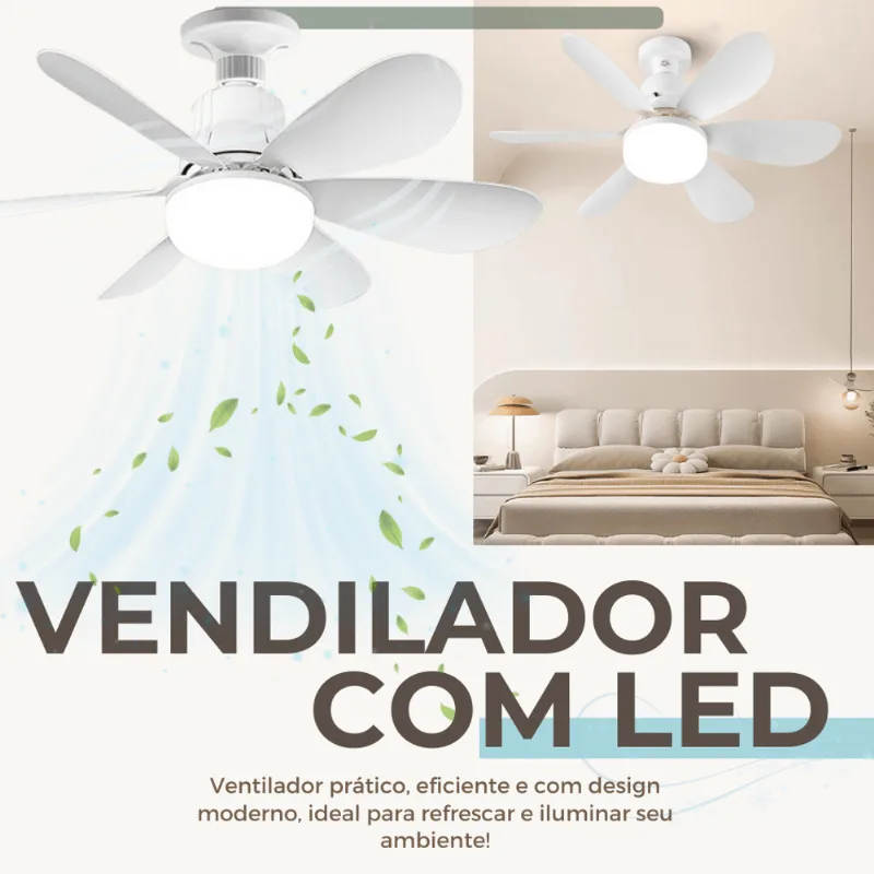Super Ventilador De Teto Com 3 Tom Luz 60w Bocal E27 C/ Controle Remoto