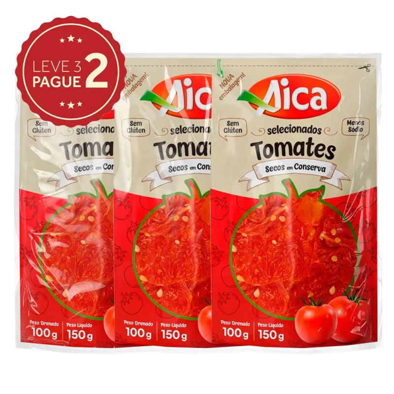 Tomate Seco Aica Sachê 100g Leve 3 Pague 2 KIT PRONTO - Aica