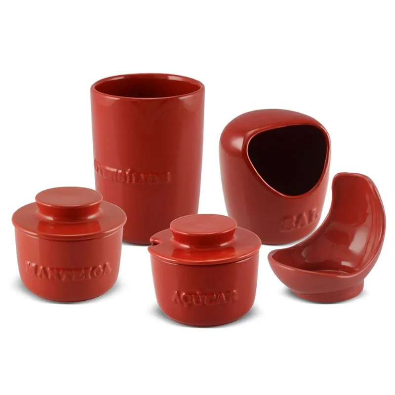 Reembalado Conjunto Ceraflame Mondoceram Gourmet Vermelho