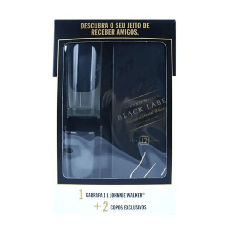Whisky Escocês Johnnie Walk 12 Anos Garrafa 1 L Kit Wisky Black