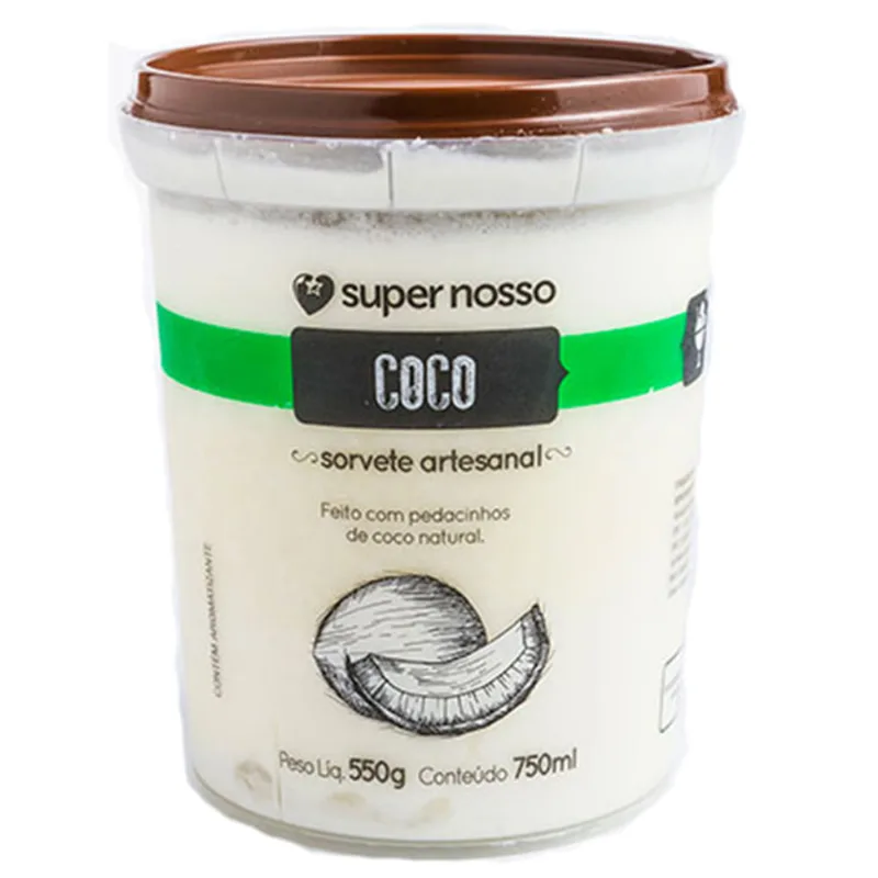 Sorvete Artesanal De Coco Gourmet Super Nosso 750ml