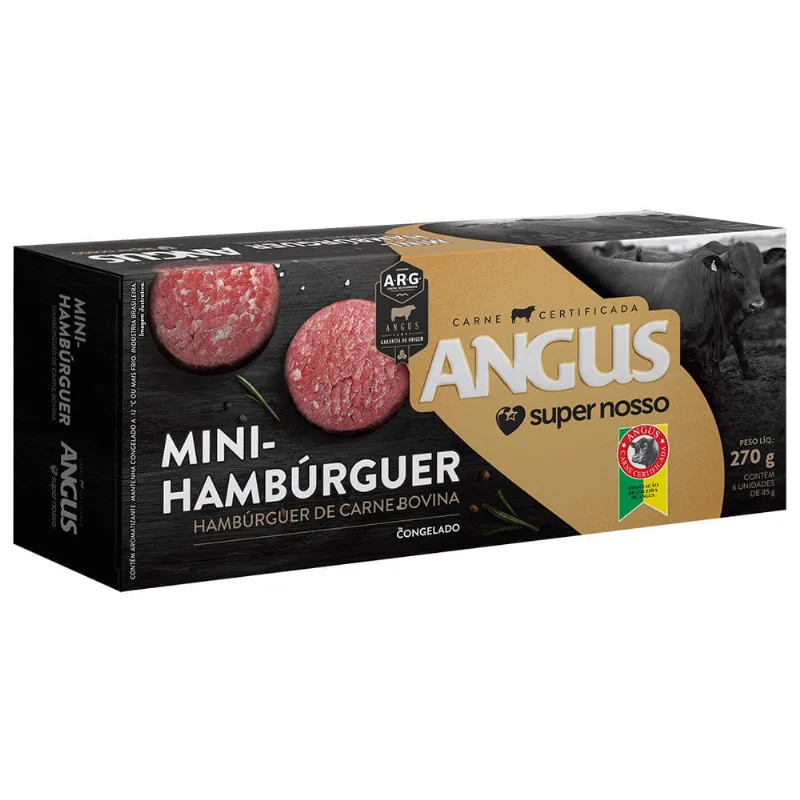 Mini Hambúrguer Angus Super Nosso Tradicional com 6 Unidades 270g