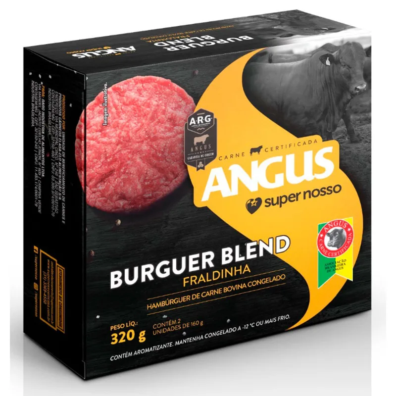 Carne de Hambúrguer Fraldinha Angus Super Nosso Resfriado 320g 2 Unidades