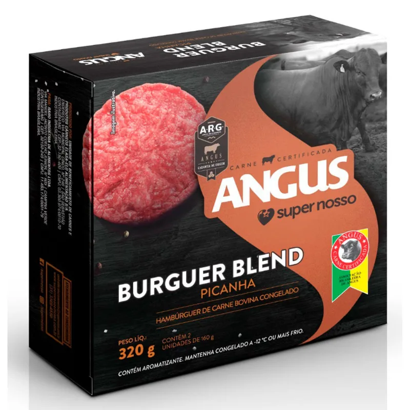 Carne de Hambúrguer de Picanha Angus Super Nosso Resfriado 320g 2 Unidades