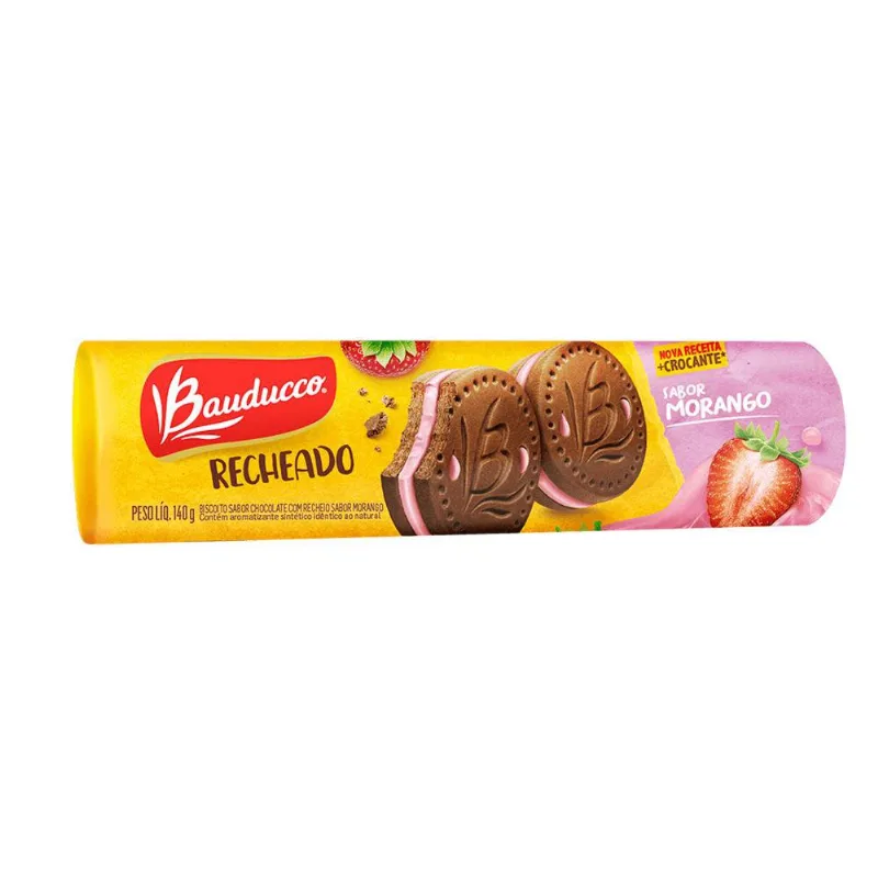 Biscoito Recheado Bauducco Morango 140g