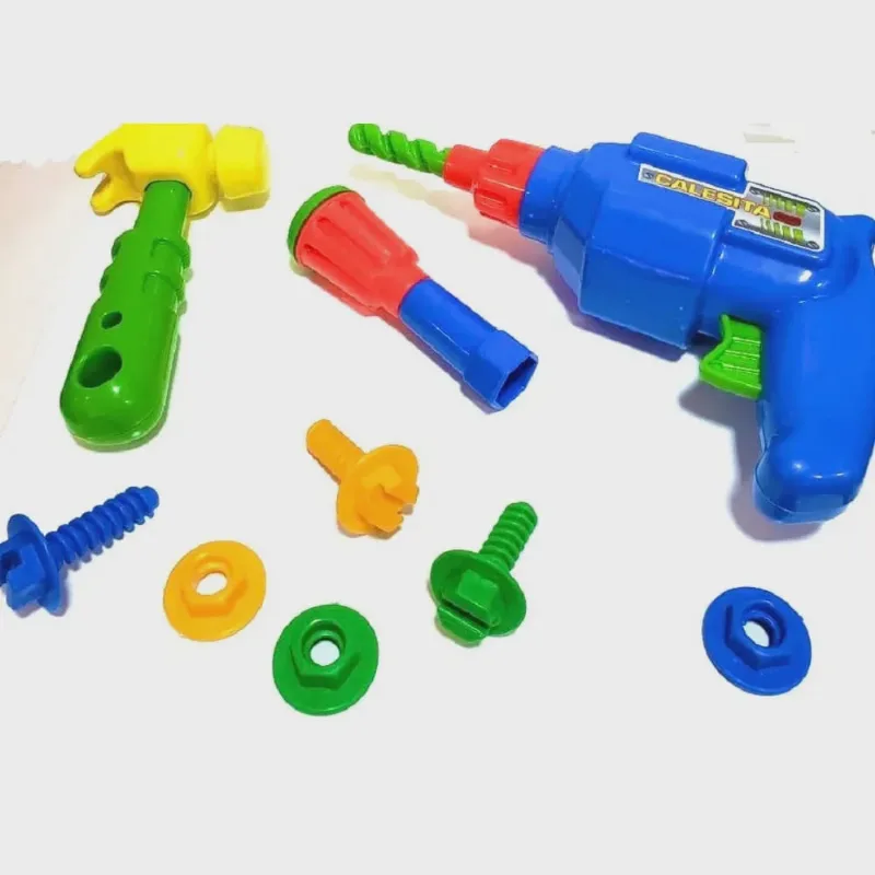 Kit De Ferramentas - Meus Reparos - Furadeira e Martelo - Colorido ta te ti industria E
