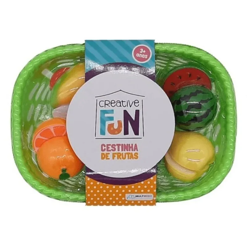 Cestinha de Frutas - Creative Fun - Frutinha Com Velcro - Cesta Verde multilaser