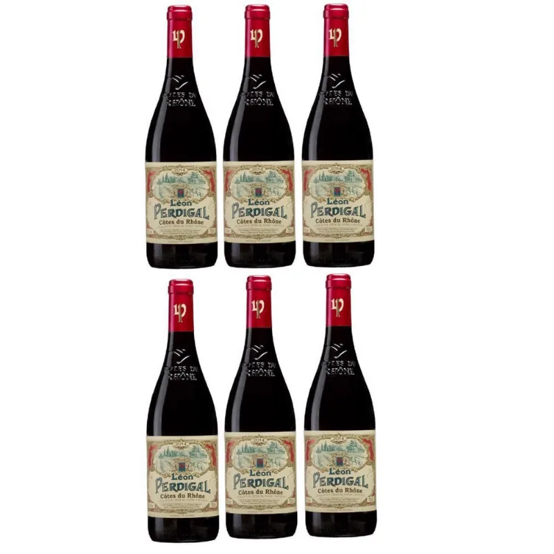 Kit 6 Vinho Leon Perdigal 2017 Cotes Du Rhone Frances 750 Ml