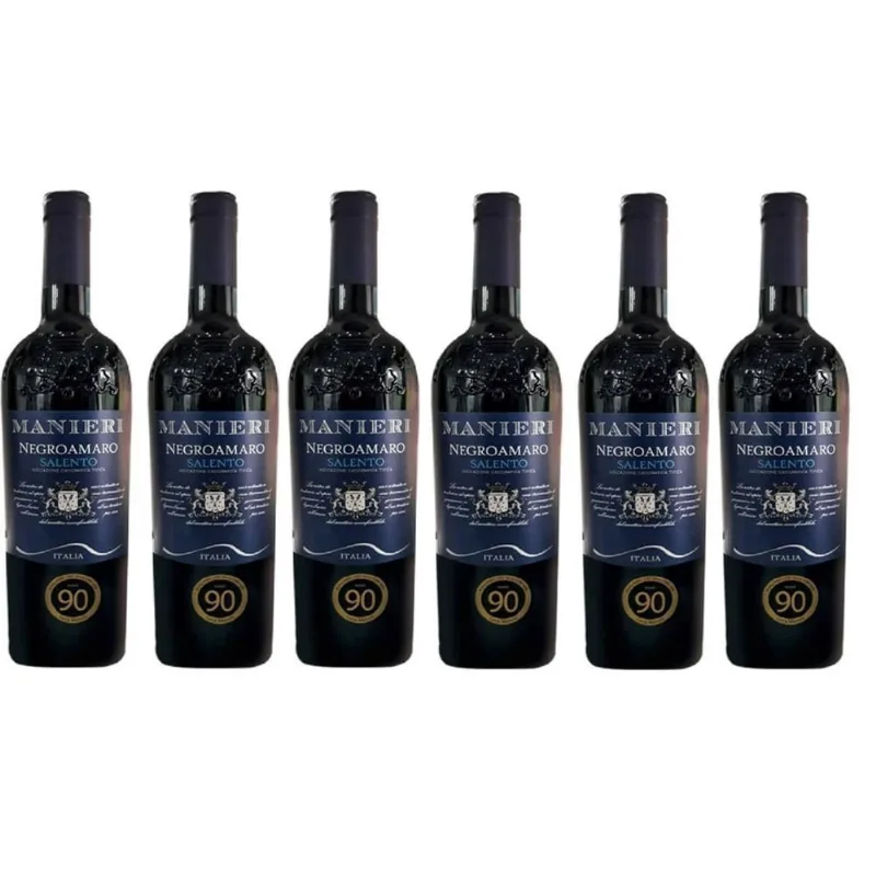 Kit 6 Vinho Tinto Italiano Manieri Negroamaro Salento Igt