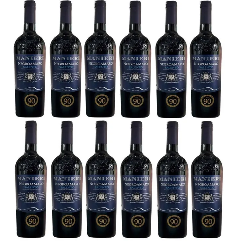 Kit 12 Vinho Tinto Italiano Manieri Negroamaro Salento Igt