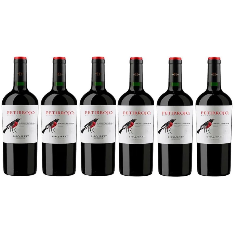 Kit 6 Vinho Tinto Chileno Petirrojo Carmenere Bisquertt