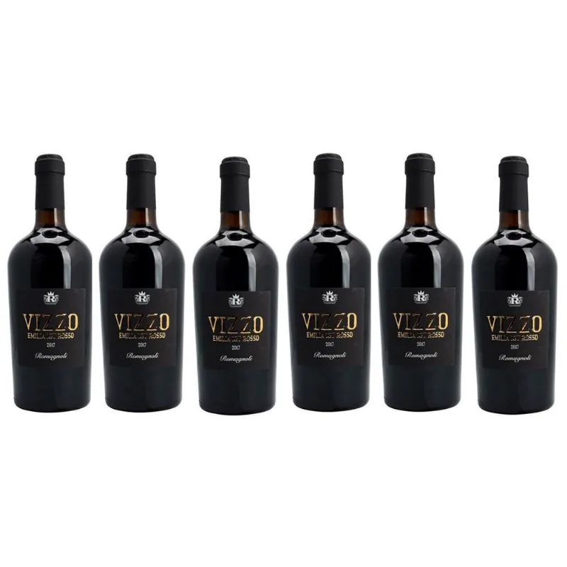 Kit 6 Vinho Italiano Vizzo Emilia Igt Rosso 2019 Romagnoli