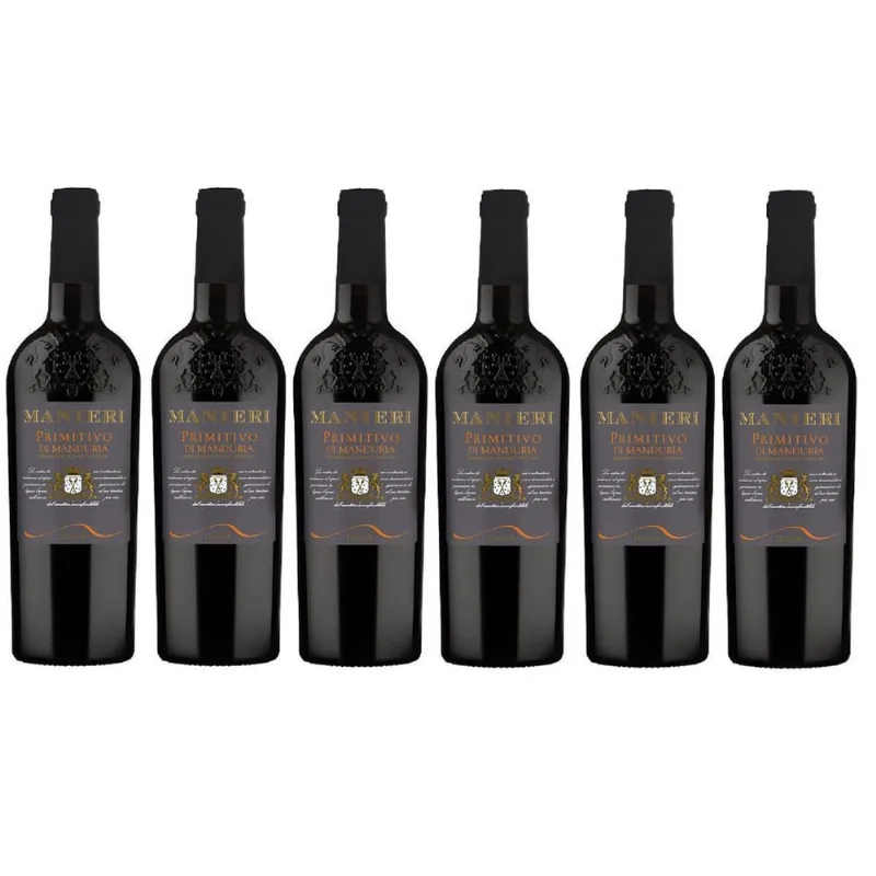Kit 6 Vinho Tinto Italiano Manieri Primitivo Di Manduria
