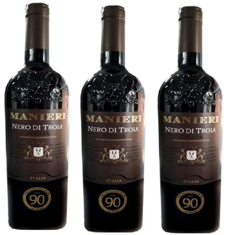 Kit 3 Vinho Italiano Manieri Nero Di Troia Puglia Igt 750Ml