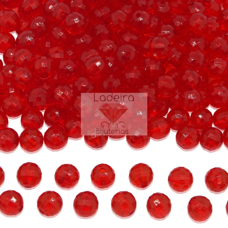 GLOBINHO PASSANTE 08MM EM ACRILICO COM 500GR 012 - Vermelho 12