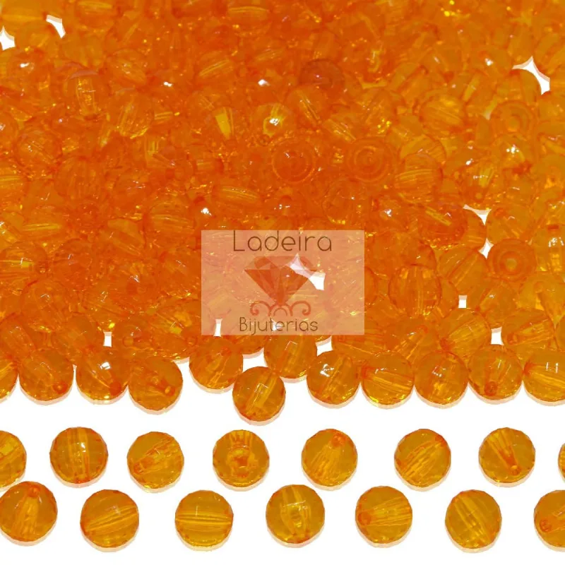 GLOBINHO PASSANTE 08MM EM ACRILICO COM 500GR 025 - Laranja 048