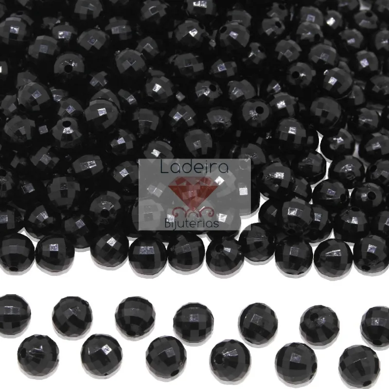 GLOBINHO PASSANTE 08MM EM ACRILICO COM 500GR 072 - Preto