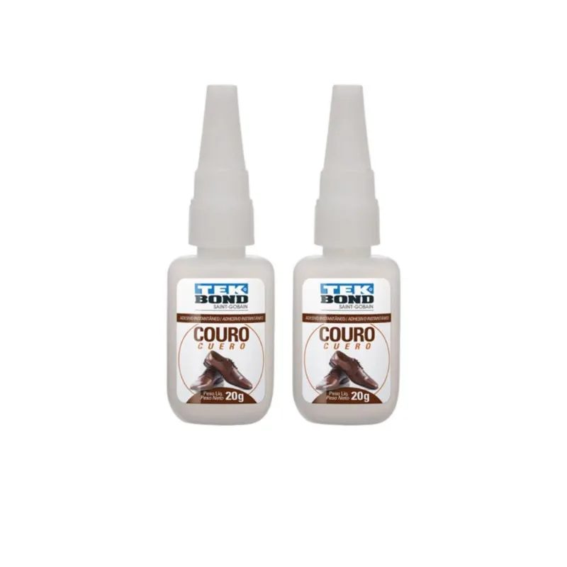 02 Cola Adesivo Instantâneo Para Couro Calçados Tekbond 20gr