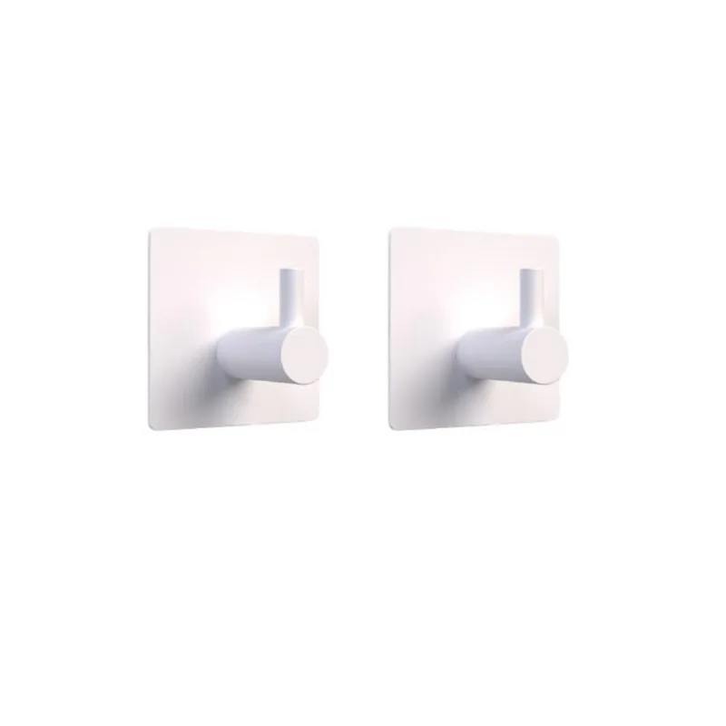 02 Gancho Cabide De Parede Autoadesivo Quadrado Inox Branco
