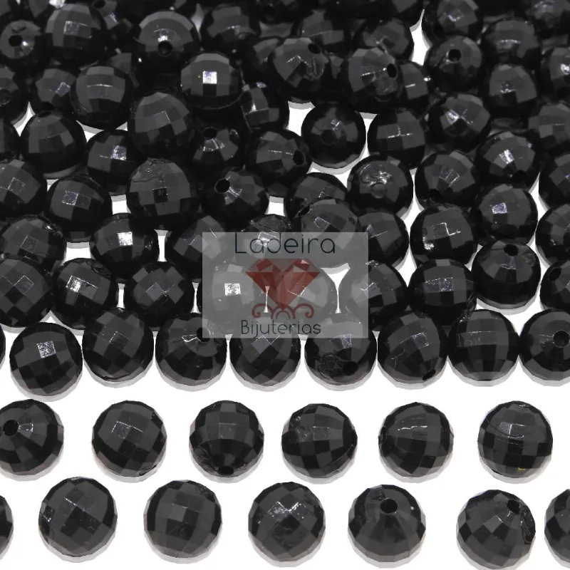 GLOBINHO PASSANTE 10MM EM ACRILICO COM 500GR 072 - Preto