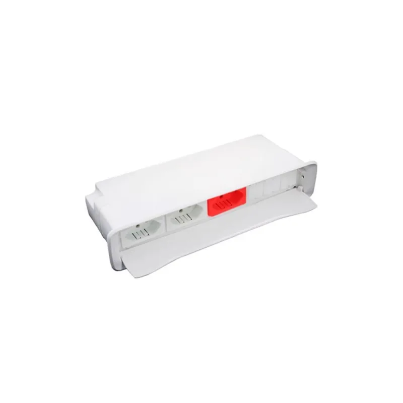 Caixa De Embutir Mesa Móveis Com 3 Tomadas 20A Slim Branco - Não Disponível