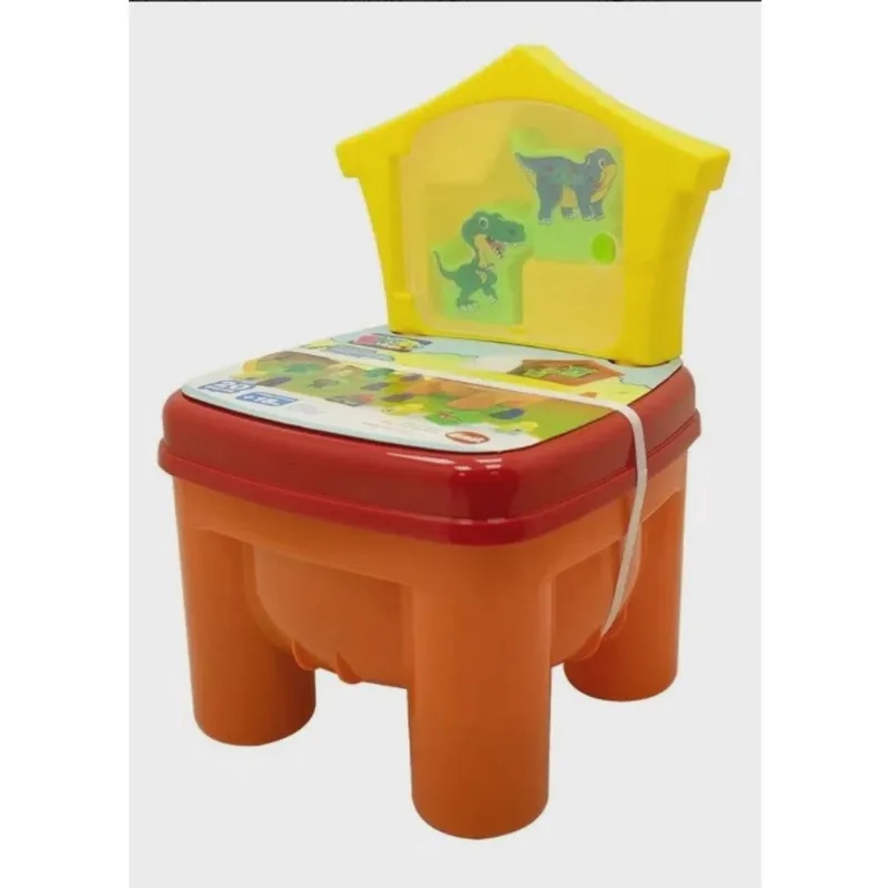 Cadeirinha Dinossauro Blocolandia Imaginacao - Brinkadeira Dinossauros - Cor Laranjado dismat