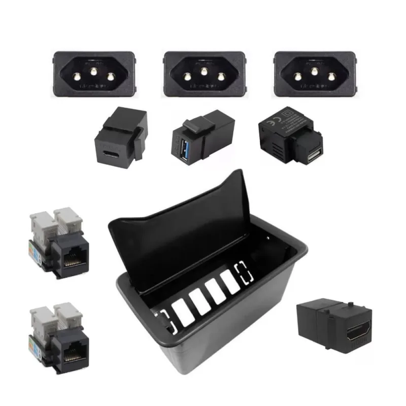 Caixa Embutir Mesa Móveis New 6 Slim 3 Tomadas Usb Hdmi Rj45 - Não Disponível